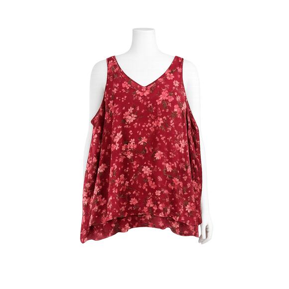 Lane Bryant Tops - Lane Bryant Women’s Wine Floral Double Layer Chiffon Swing Tank Top - Size 30/32
